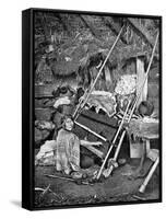 Araucanian Woman Weaving, Chile, 1922-null-Framed Stretched Canvas