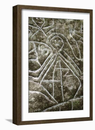 Arawak petroglyph known as the Carib stone, Caurita, Trinidad, Trinidad & Tobago, c1000-1500-Werner Forman-Framed Giclee Print