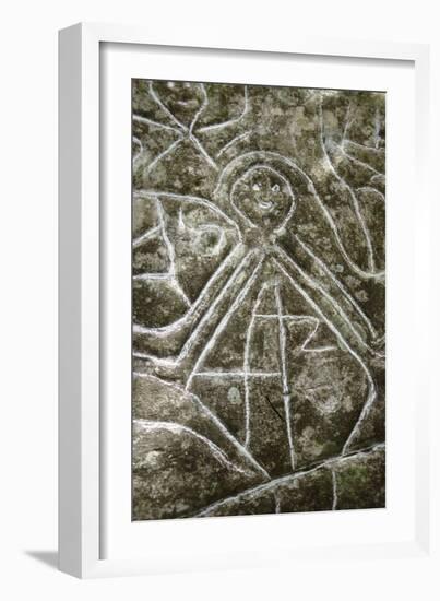 Arawak petroglyph known as the Carib stone, Caurita, Trinidad, Trinidad & Tobago, c1000-1500-Werner Forman-Framed Giclee Print