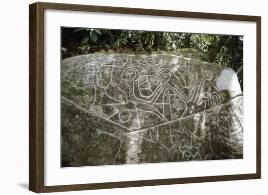 Arawak petroglyph known as the Carib stone, Caurita, Trinidad, Trinidad & Tobago, c1000-1500-Werner Forman-Framed Giclee Print