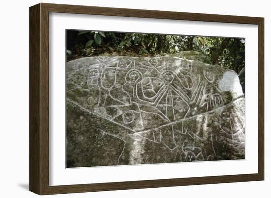 Arawak petroglyph known as the Carib stone, Caurita, Trinidad, Trinidad & Tobago, c1000-1500-Werner Forman-Framed Giclee Print