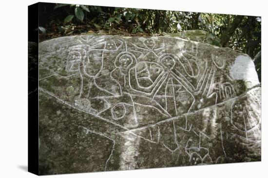 Arawak petroglyph known as the Carib stone, Caurita, Trinidad, Trinidad & Tobago, c1000-1500-Werner Forman-Stretched Canvas
