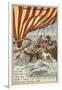 Arban Rescued by Fishermen after His Balloon Crashed in the Adriatic, 1846-null-Framed Giclee Print