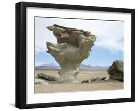 Arbol De Piedra, Wind Eroded Rock Near Laguna Colorada, Southwest Highlands, Bolivia, South America-Tony Waltham-Framed Premium Photographic Print