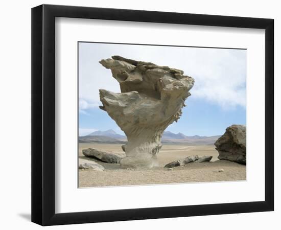 Arbol De Piedra, Wind Eroded Rock Near Laguna Colorada, Southwest Highlands, Bolivia, South America-Tony Waltham-Framed Photographic Print