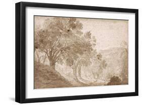 Arbres à gauche d'une pente-Nicolas Poussin-Framed Giclee Print