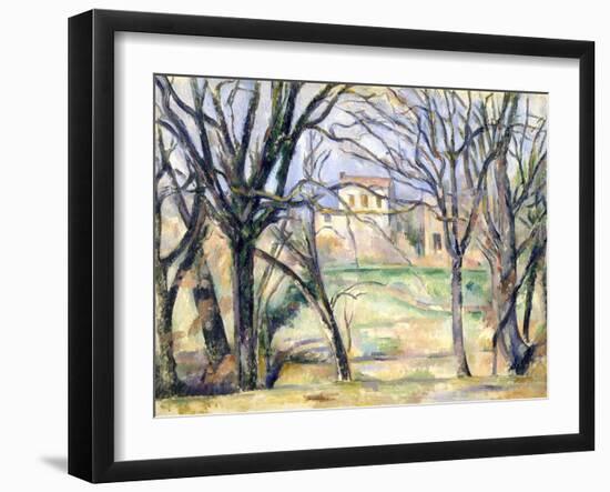 Arbres et maisons-Paul Cézanne-Framed Giclee Print