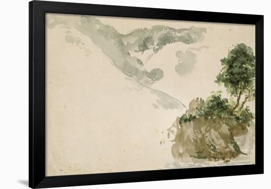 Arbres près d'un torrent dans un paysage de haute montagne; séjour aux Eaux Bonnes dans les-Eugene Delacroix-Framed Giclee Print