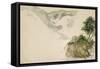 Arbres près d'un torrent dans un paysage de haute montagne; séjour aux Eaux Bonnes dans les-Eugene Delacroix-Framed Stretched Canvas