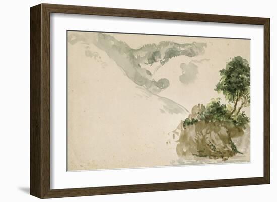 Arbres près d'un torrent dans un paysage de haute montagne; séjour aux Eaux Bonnes dans les-Eugene Delacroix-Framed Giclee Print