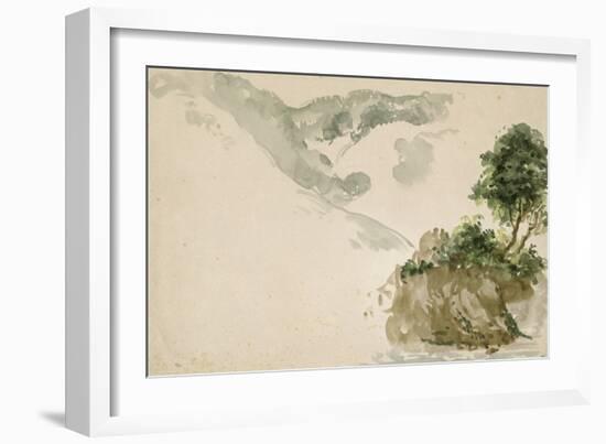 Arbres près d'un torrent dans un paysage de haute montagne; séjour aux Eaux Bonnes dans les-Eugene Delacroix-Framed Giclee Print