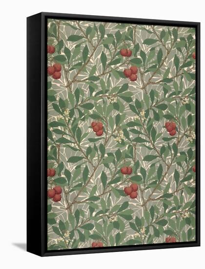 Arbutus Wallpaper Design-William Morris-Framed Stretched Canvas