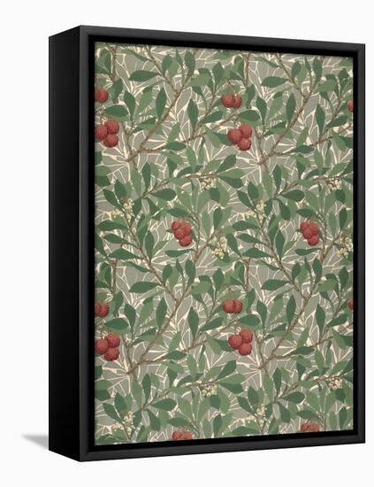 Arbutus Wallpaper Design-William Morris-Framed Stretched Canvas