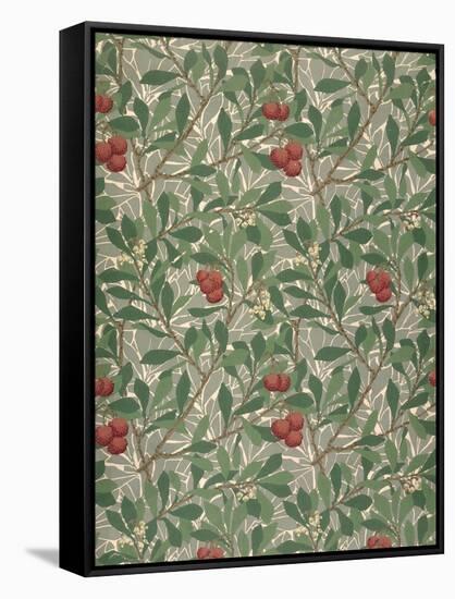 Arbutus Wallpaper Design-William Morris-Framed Stretched Canvas