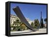 Arc De 115.5 Degrees by Bernar Venet and Albert 1st Gardens, Nice, Alpes Maritimes, Provence, Cote -Peter Richardson-Framed Stretched Canvas