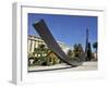 Arc De 115.5 Degrees by Bernar Venet and Albert 1st Gardens, Nice, Alpes Maritimes, Provence, Cote -Peter Richardson-Framed Photographic Print