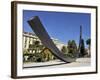 Arc De 115.5 Degrees by Bernar Venet and Albert 1st Gardens, Nice, Alpes Maritimes, Provence, Cote -Peter Richardson-Framed Photographic Print