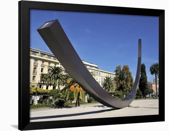 Arc De 115.5 Degrees by Bernar Venet and Albert 1st Gardens, Nice, Alpes Maritimes, Provence, Cote -Peter Richardson-Framed Photographic Print