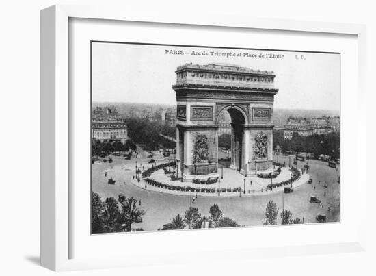 Arc De Triomphe and Place De L'Etoile, Paris, France, Early 20th Century-null-Framed Giclee Print