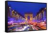 Arc De Triomphe and Xmas Decorations, Avenue Des Champs-Elysees, Paris, France-Neil Farrin-Framed Stretched Canvas