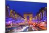 Arc De Triomphe and Xmas Decorations, Avenue Des Champs-Elysees, Paris, France-Neil Farrin-Mounted Photographic Print