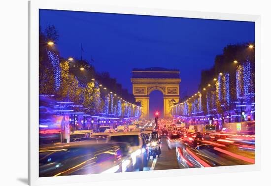 Arc De Triomphe and Xmas Decorations, Avenue Des Champs-Elysees, Paris, France-Neil Farrin-Framed Photographic Print