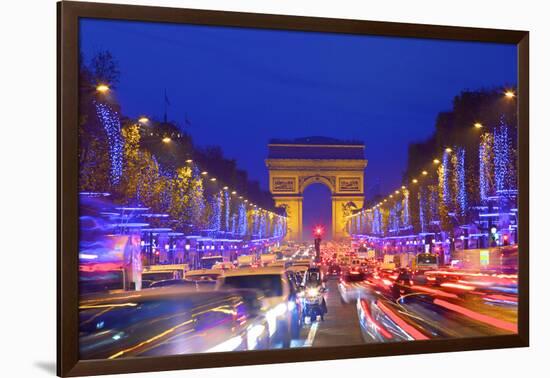 Arc De Triomphe and Xmas Decorations, Avenue Des Champs-Elysees, Paris, France-Neil Farrin-Framed Photographic Print