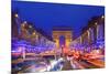 Arc De Triomphe and Xmas Decorations, Avenue Des Champs-Elysees, Paris, France-Neil Farrin-Mounted Premium Photographic Print