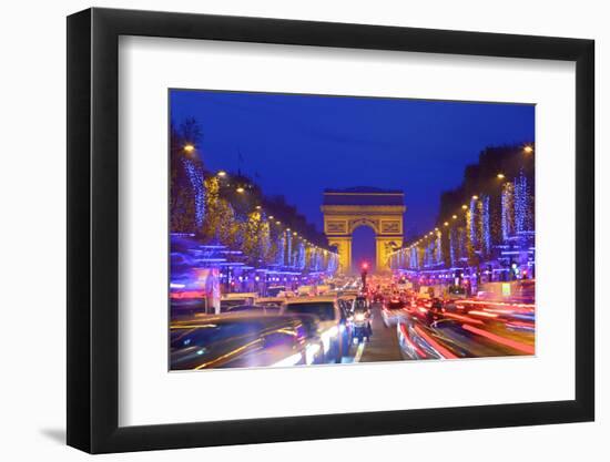 Arc De Triomphe and Xmas Decorations, Avenue Des Champs-Elysees, Paris, France-Neil Farrin-Framed Photographic Print