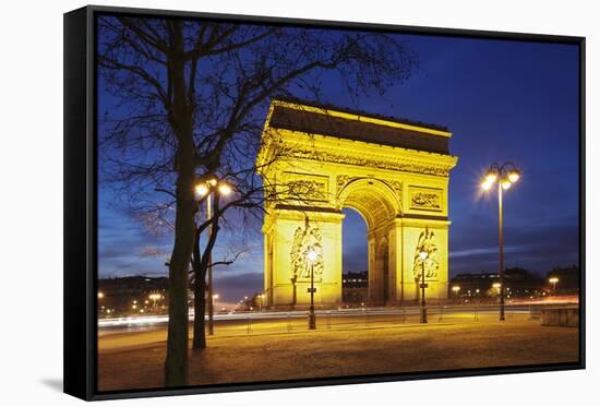 Arc De Triomphe at Dusk, Paris, Ile De France, France, Europe-Markus Lange-Framed Stretched Canvas