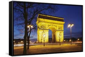 Arc De Triomphe at Dusk, Paris, Ile De France, France, Europe-Markus Lange-Framed Stretched Canvas