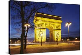 Arc De Triomphe at Dusk, Paris, Ile De France, France, Europe-Markus Lange-Stretched Canvas