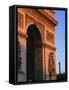 Arc De Triomphe at Dusk, with the Eiffel Tower Behind, Paris, France, Europe-null-Framed Stretched Canvas