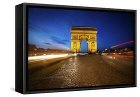 Arc de Triomphe Blue Hour-Sebastien Lory-Framed Stretched Canvas