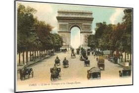 Arc de Triomphe, Champs Elysees, Paris, France-null-Mounted Art Print