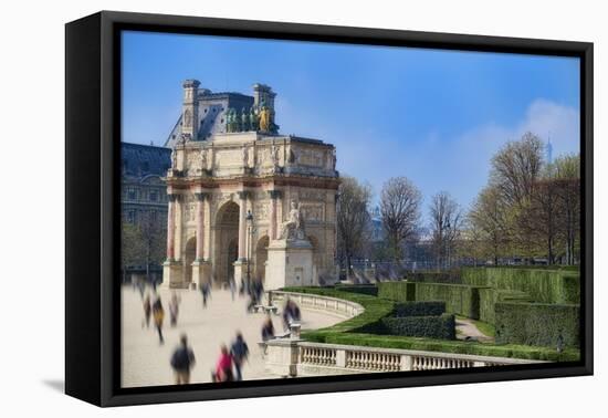 Arc de Triomphe du Carroussel and the Tuileries Garden-Cora Niele-Framed Stretched Canvas