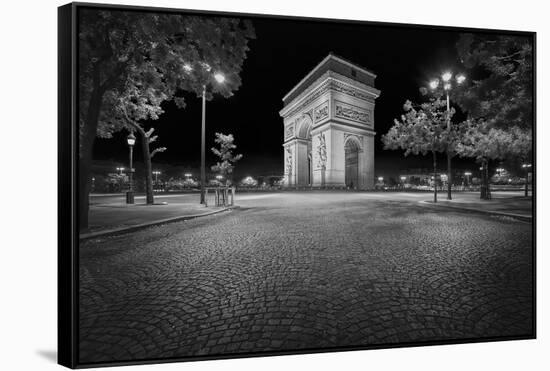 Arc De Triomphe in Black and White-Philippe Manguin-Framed Stretched Canvas