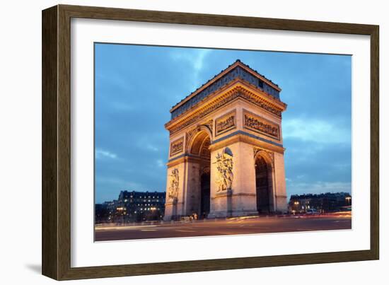 Arc De Triomphe in Paris, France at Night-Flynt-Framed Photographic Print