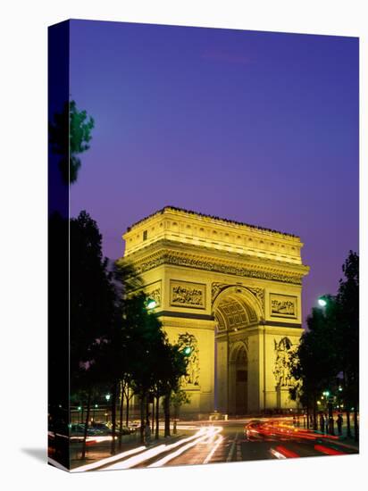 Arc de Triomphe, Night View, Paris, France-Steve Vidler-Stretched Canvas