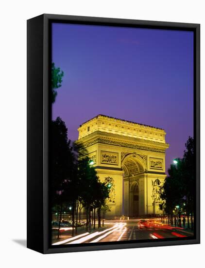 Arc de Triomphe, Night View, Paris, France-Steve Vidler-Framed Stretched Canvas