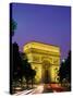 Arc de Triomphe, Night View, Paris, France-Steve Vidler-Stretched Canvas