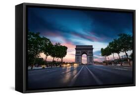 Arc De Triomphe Paris City at Sunset-dellm60-Framed Stretched Canvas