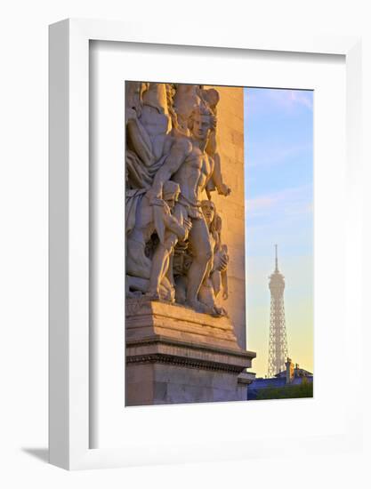 Arc De Triomphe with Eiffel Tower in the Background, Paris, France.-Neil Farrin-Framed Photographic Print