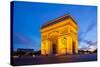 Arc of Triomphe Champs Elysees Paris City at Sunset-vichie81-Stretched Canvas