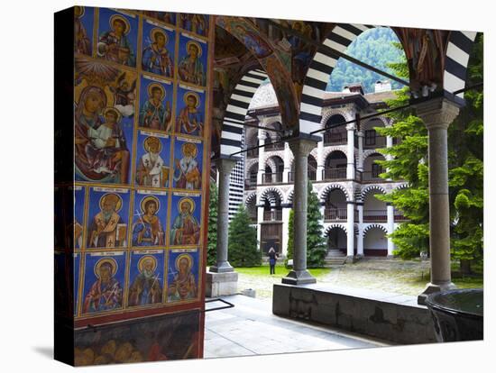 Arcade Murals Depicting Religious Figures, Church of the Nativity, Rila Monastery, UNESCO World Her-Dallas & John Heaton-Stretched Canvas