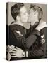 Arcade Photo of Two U.S. Navy Crows Kissing, C.1940-null-Stretched Canvas