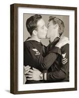 Arcade Photo of Two U.S. Navy Crows Kissing, C.1940-null-Framed Photographic Print