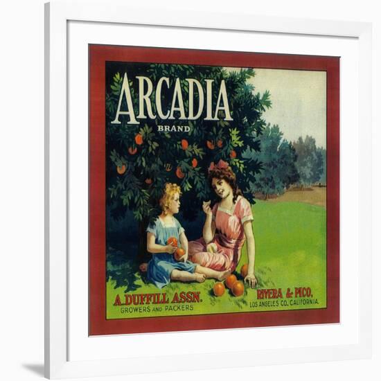 Arcadia Orange Label - Pico Rivera, CA-Lantern Press-Framed Art Print