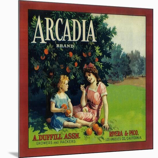 Arcadia Orange Label - Pico Rivera, CA-Lantern Press-Mounted Art Print