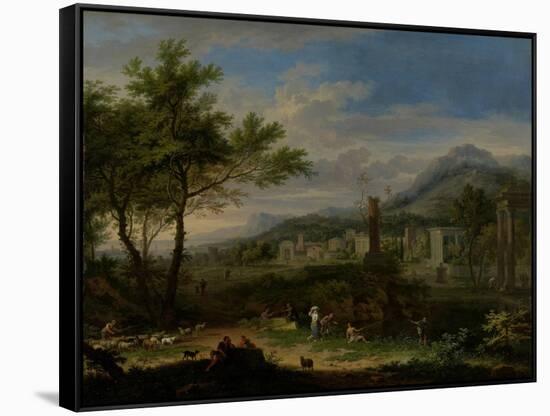 Arcadian Landscape with Fishermen-Jan van Huysum-Framed Stretched Canvas